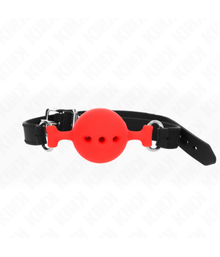 KINK - BAVAGLIO IN SILICONE INTERO 55 x 2 CM CON SFERA DA 4,5 CM MISURA M ROSSO REGOLABILE 35-51 CM