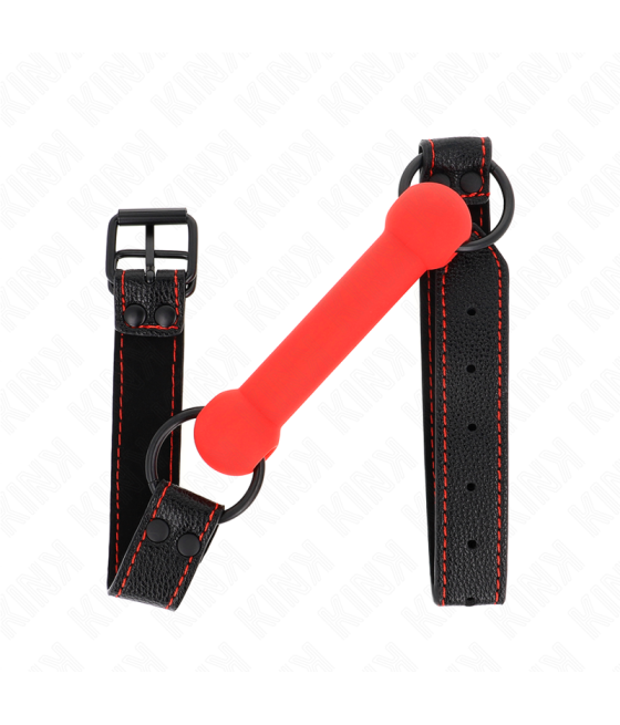 KINK - BONE GAG CON CINTURINO IN SIMILPELLE ROSSO REGOLABILE 41-57 CM