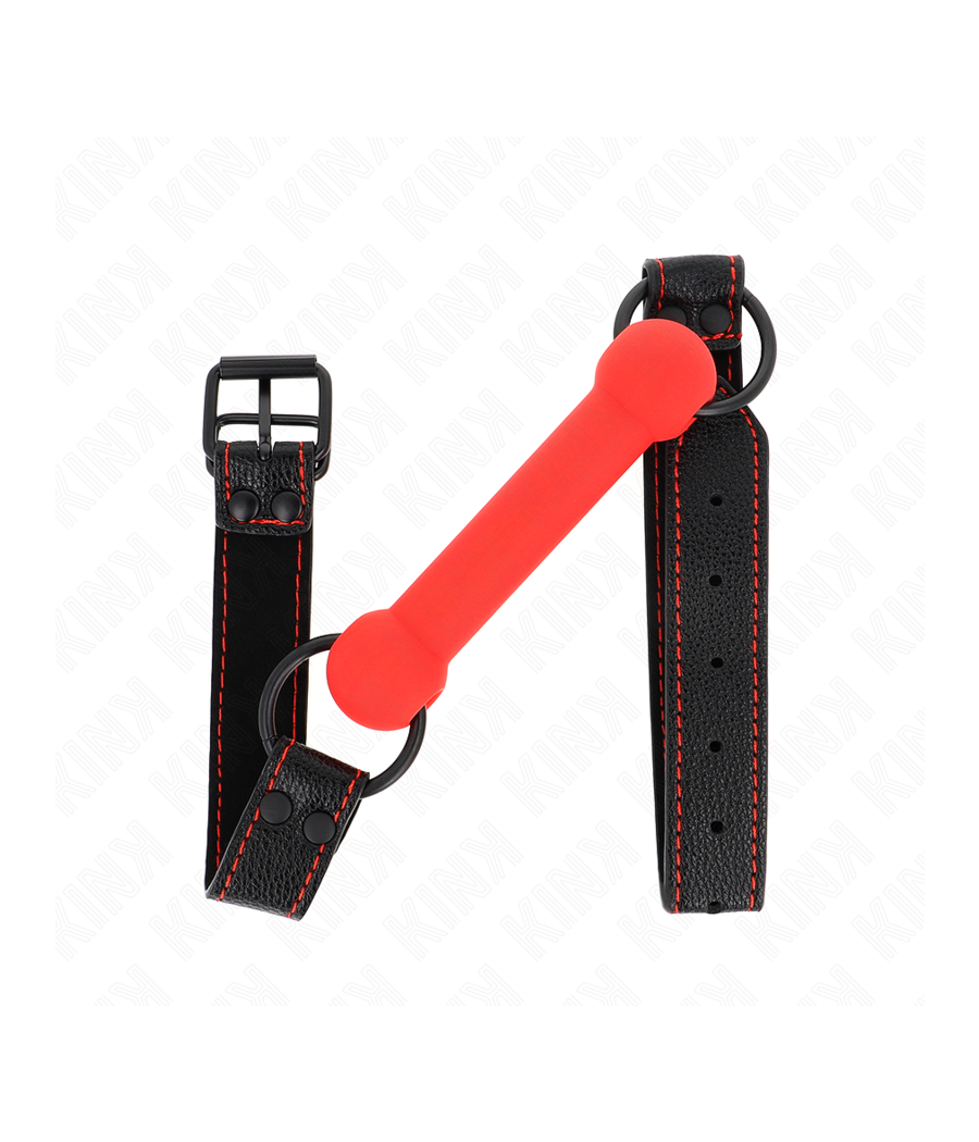 KINK - BONE GAG CON CINTURINO IN SIMILPELLE ROSSO REGOLABILE 41-57 CM