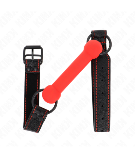 KINK - BONE GAG CON CINTURINO IN SIMILPELLE ROSSO REGOLABILE 41-57 CM