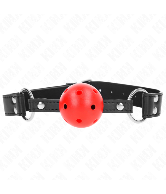 KINK - BAVAGLIO SFERA TRASPIRANTE 4 CM CON DOPPIO RIVETTO IN CUOIO 62,5 x 2,5 CM REGOLABILE 42-58 CM