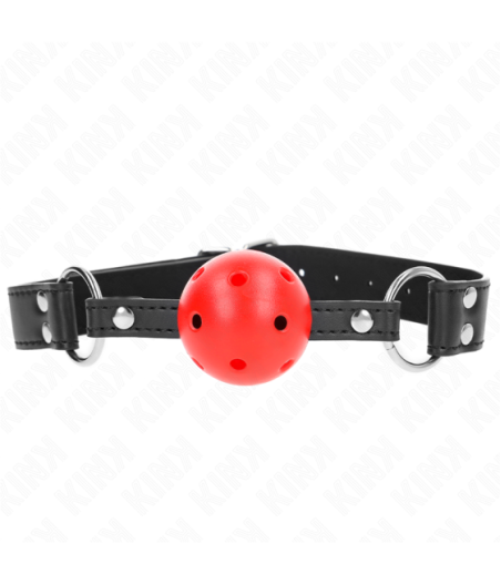 KINK - BAVAGLIO SFERA TRASPIRANTE 4 CM CON DOPPIO RIVETTO IN CUOIO 62,5 x 2,5 CM REGOLABILE 42-58 CM