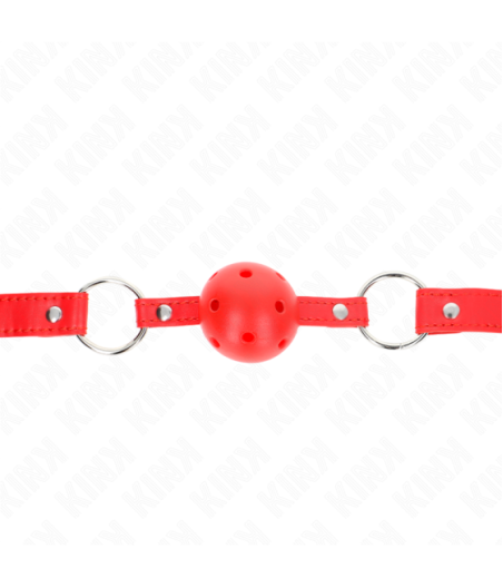 KINK - BAVAGLIO SFERA TRASPIRANTE 4 CM CON DOPPIO RIVETTO MODELLO 1 ROSSO 62,5 x 2,5 CM REGOLABILE 42-58 CM