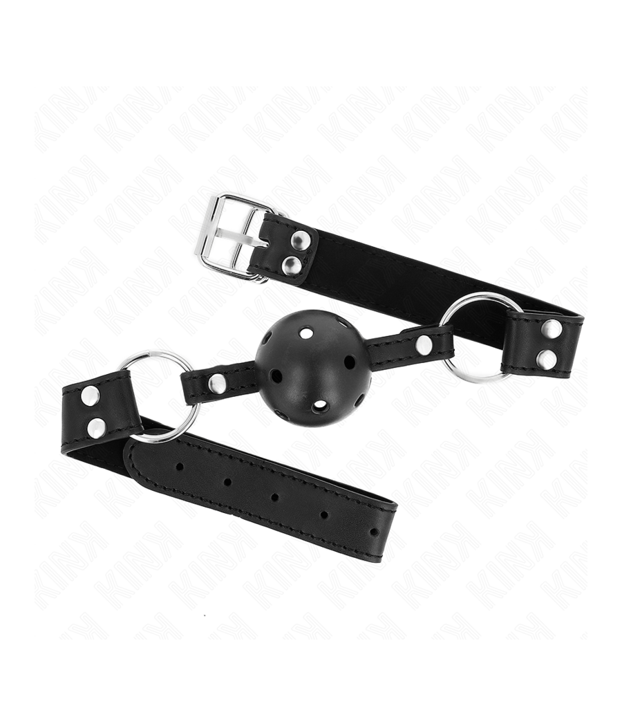 KINK - BAVAGLIO SFERA TRASPIRANTE 4 CM CON DOPPIO RIVETTO MODELLO 1 NERO 62,5 x 2,5 CM REGOLABILE 42-58 CM