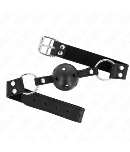 KINK - BAVAGLIO SFERA TRASPIRANTE 4 CM CON DOPPIO RIVETTO MODELLO 1 NERO 62,5 x 2,5 CM REGOLABILE 42-58 CM
