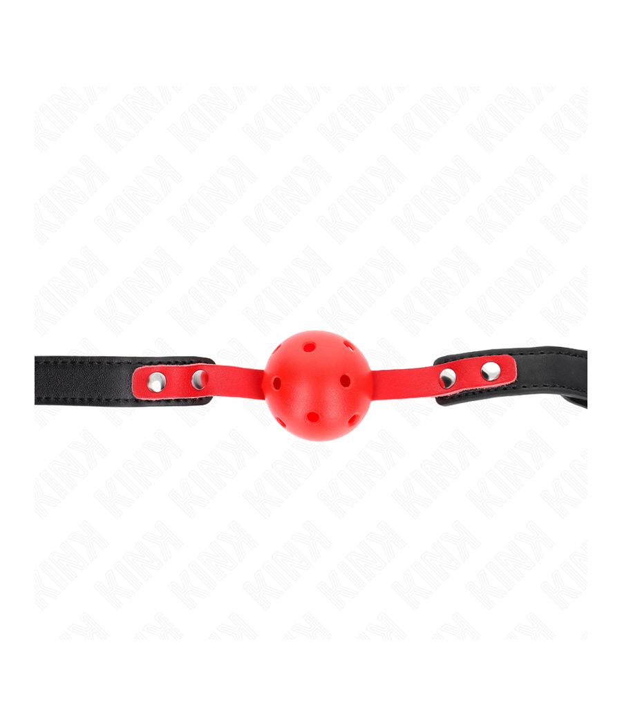KINK - PALLA DURA CAVA ROSSA 4 CM GAG NERO CINTURINO 60 x 2 CM REGOLABILE 37-52 CM