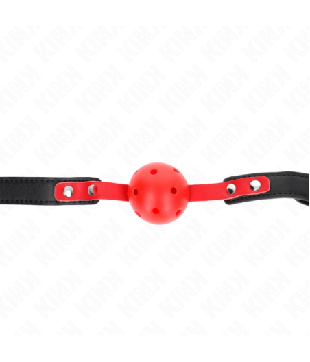 KINK - PALLA DURA CAVA ROSSA 4 CM GAG NERO CINTURINO 60 x 2 CM REGOLABILE 37-52 CM