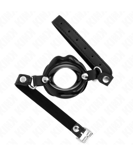 KINK - BAVAGLIO LIP 8 CM CON CINTURINO IN SIMILPELLE NERA 63 x 2 CM REGOLABILE 39-58 CM