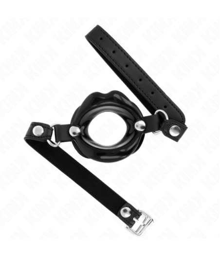 KINK - BAVAGLIO LIP 8 CM CON CINTURINO IN SIMILPELLE NERA 63 x 2 CM REGOLABILE 39-58 CM