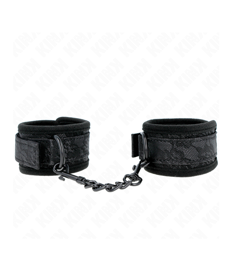 KINK - POLSI RICOPERTI DI PIZZO SCURO IN NEOPRENE REGOLABILE NERO 20-29 CM X 5 CM