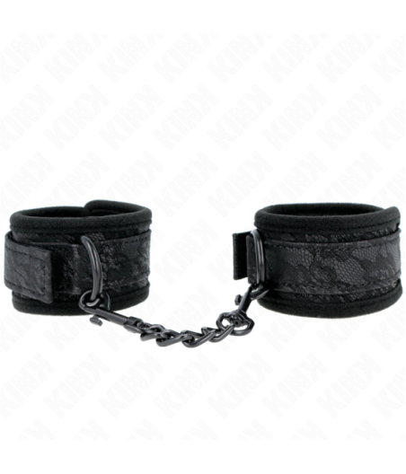 KINK - POLSI RICOPERTI DI PIZZO SCURO IN NEOPRENE REGOLABILE NERO 20-29 CM X 5 CM