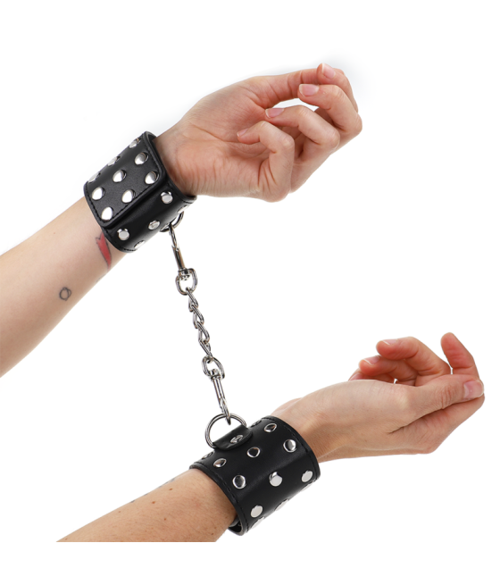KINK - RESISTENZA DA POLSO CON CHIUSURA A SCATTO COMPLETA DI RIVETTI NERA REGOLABILE 19-24 CM X 5,5 CM