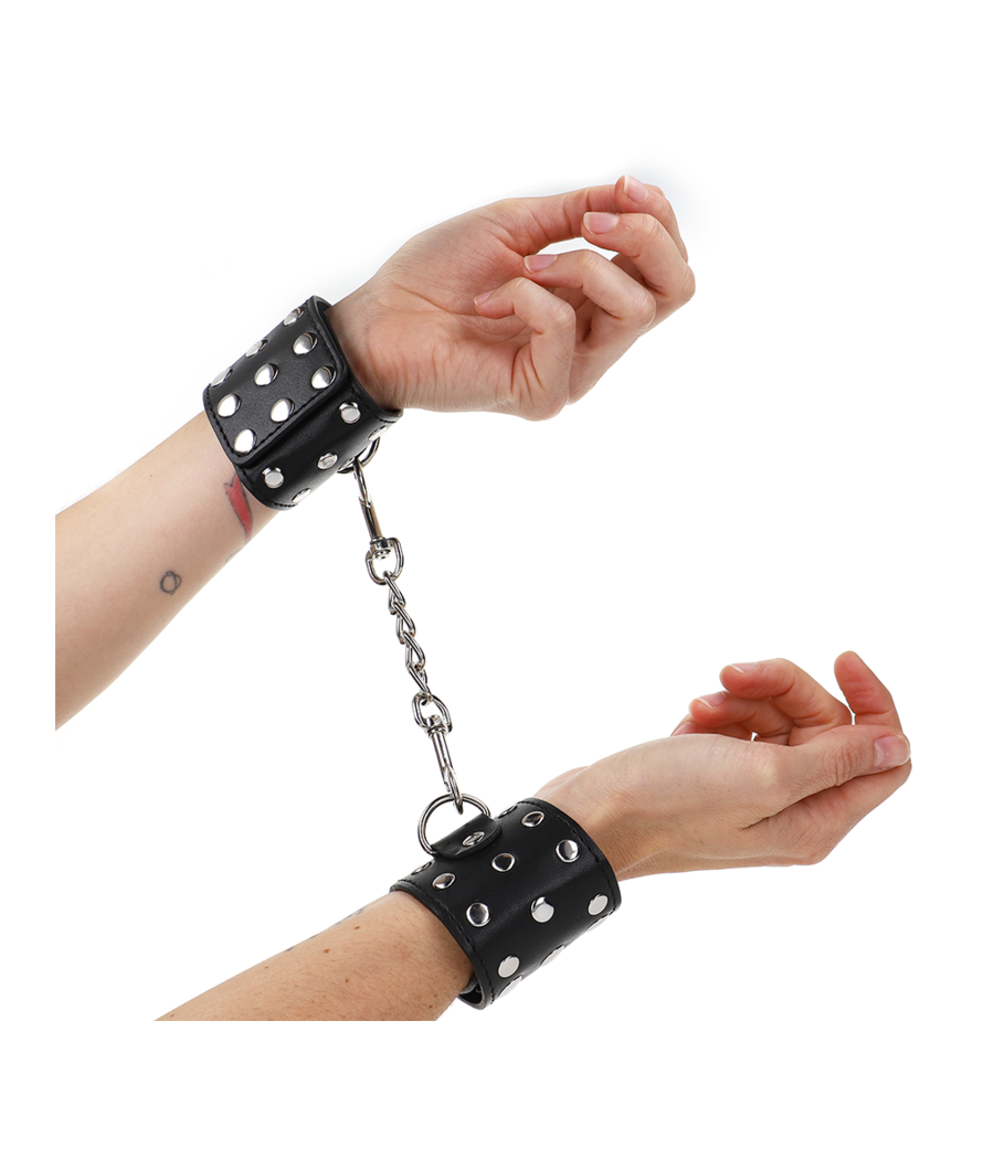 KINK - RESISTENZA DA POLSO CON CHIUSURA A SCATTO COMPLETA DI RIVETTI NERA REGOLABILE 19-24 CM X 5,5 CM
