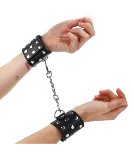 KINK - RESISTENZA DA POLSO CON CHIUSURA A SCATTO COMPLETA DI RIVETTI NERA REGOLABILE 19-24 CM X 5,5 CM
