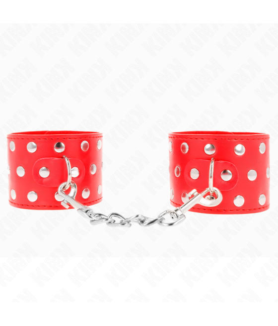 KINK - RESISTENZA DA POLSO CON CHIUSURA A SCATTO COMPLETA DI RIVETTI ROSSO REGOLABILE 19-24 CM X 5,5 CM