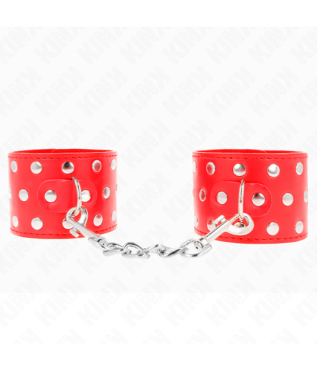 KINK - RESISTENZA DA POLSO CON CHIUSURA A SCATTO COMPLETA DI RIVETTI ROSSO REGOLABILE 19-24 CM X 5,5 CM