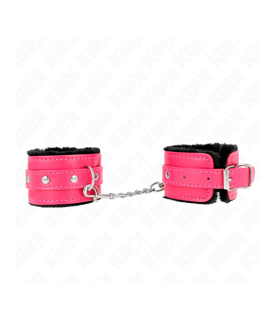 KINK - POGGIPOLSI PREMIUM FODERATI IN PELLICCIA NERI CON CINTURA ROSA LAMPONE REGOLABILE 17-29 CM X 6 CM