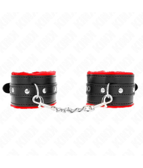 KINK - RESISTENZA DA POLSO PREMIUM FODERATA IN PELLICCIA ROSSO CON CINTURA NERA REGOLABILE 17-29 CM X 6 CM