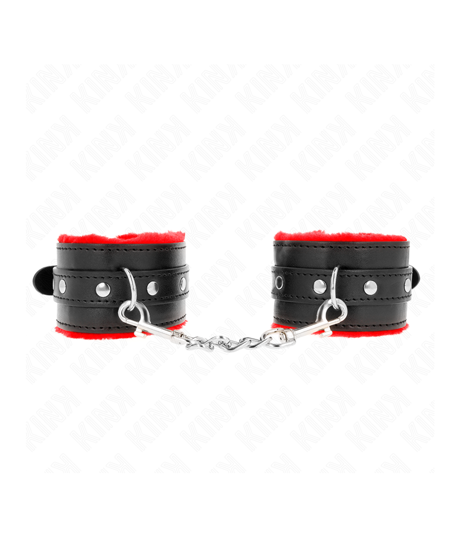 KINK - RESISTENZA DA POLSO PREMIUM FODERATA IN PELLICCIA ROSSO CON CINTURA NERA REGOLABILE 17-29 CM X 6 CM