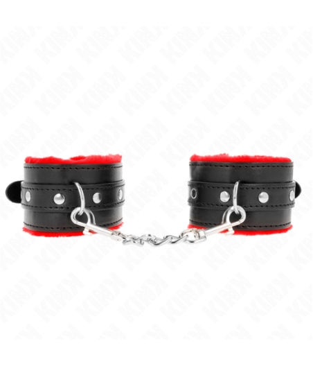 KINK - RESISTENZA DA POLSO PREMIUM FODERATA IN PELLICCIA ROSSO CON CINTURA NERA REGOLABILE 17-29 CM X 6 CM