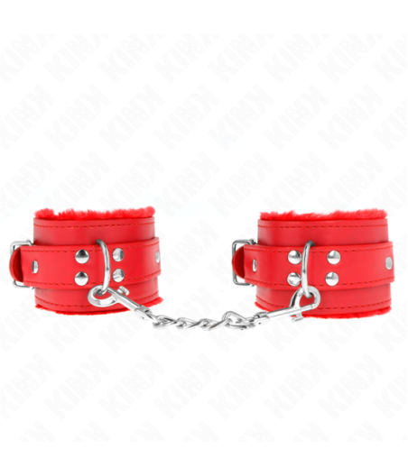 KINK - RESISTENZA DA POLSO IMBOTTITA IN PELLICCIA ROSSO CON CINTURA ROSSA REGOLABILE 17-29 CM X 6 CM