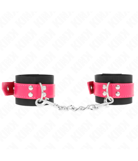 KINK - RESISTENZA DA POLSO IN NYLON NERO CON CINTURA IN SIMILPELLE ROSA LAMPONE REGOLABILE 19-29 CM X 5,1 CM