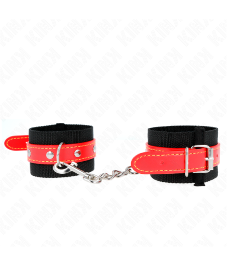 KINK - RESISTENZA DA POLSO IN NYLON NERO CON SIMILPELLE ROSSO REGOLABILE 19-24 CM X 5,5 CM