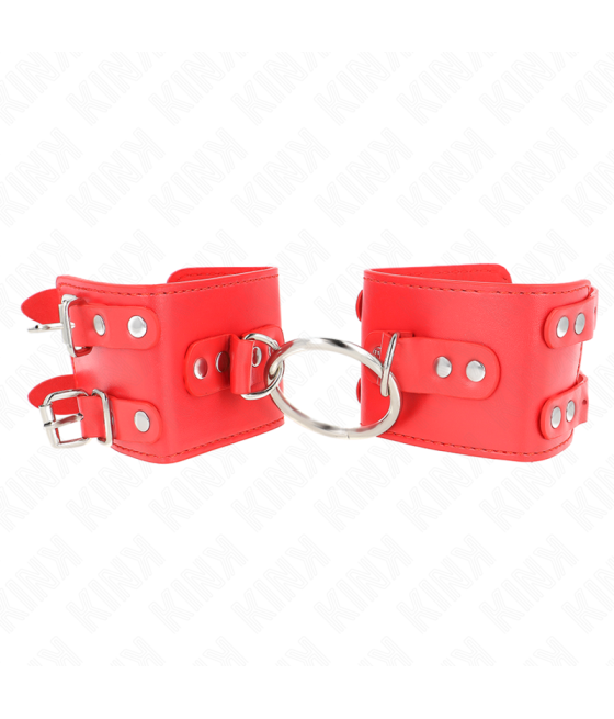 KINK - POLSO FISSO CON ANELLO E BORCHIE REGOLABILE ROSSO 17-22 CM X 6,5 CM