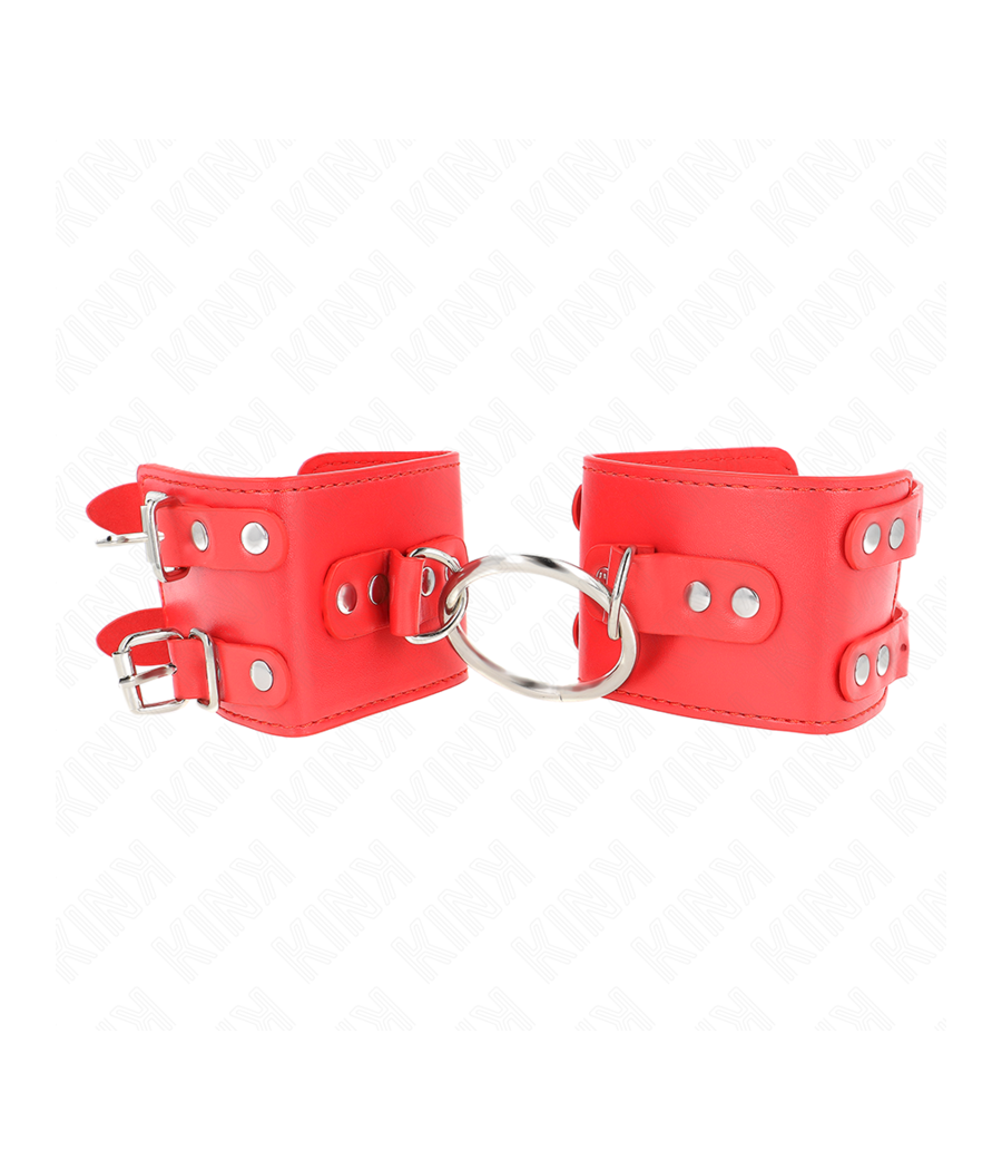 KINK - POLSO FISSO CON ANELLO E BORCHIE REGOLABILE ROSSO 17-22 CM X 6,5 CM