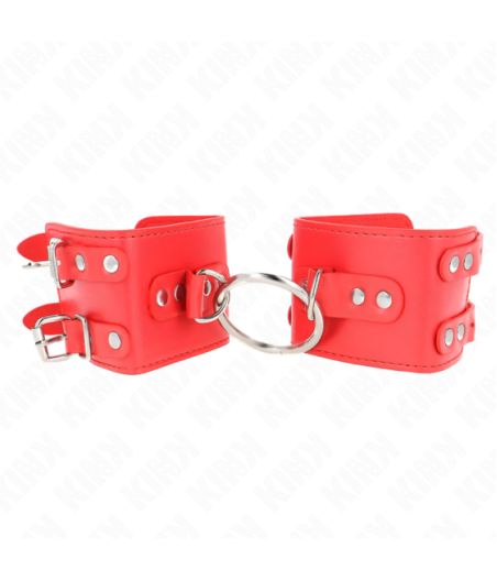KINK - POLSO FISSO CON ANELLO E BORCHIE REGOLABILE ROSSO 17-22 CM X 6,5 CM