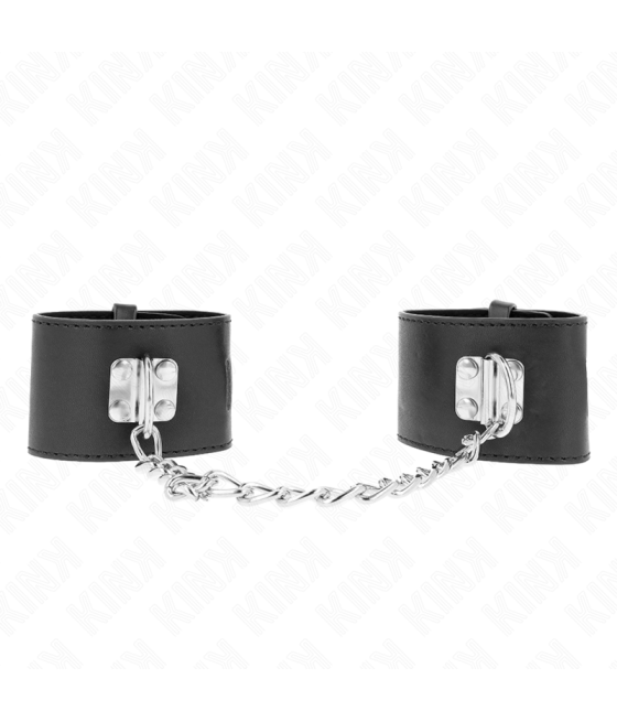 KINK - POLSO FISSO CON CATENA 30 CM E CHIUSURA LUCCHETTO NERO REGOLABILE 16-23 CM X 5,5 CM