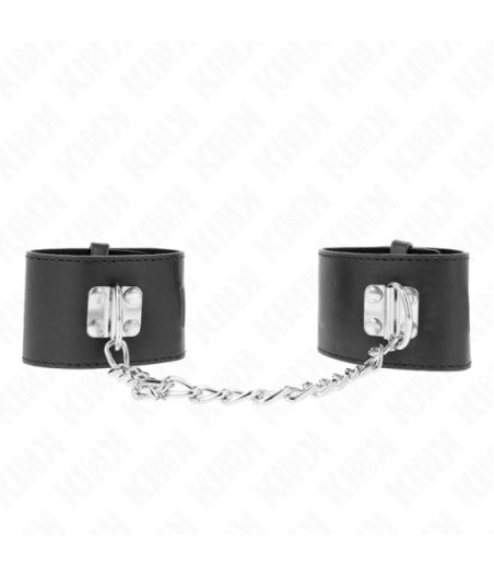 KINK - POLSO FISSO CON CATENA 30 CM E CHIUSURA LUCCHETTO NERO REGOLABILE 16-23 CM X 5,5 CM