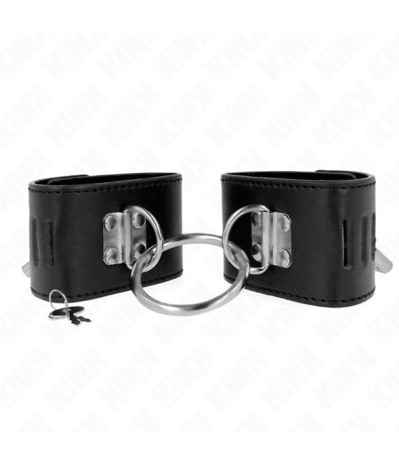 KINK - POLSO FISSO CON CHIUSURA AD ANELLO E LUCCHETTO NERO REGOLABILE 16-23 CM X 5,5 CM