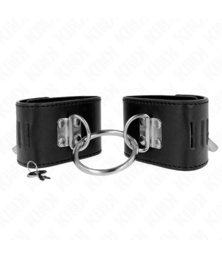 KINK - POLSO FISSO CON CHIUSURA AD ANELLO E LUCCHETTO NERO REGOLABILE 16-23 CM X 5,5 CM
