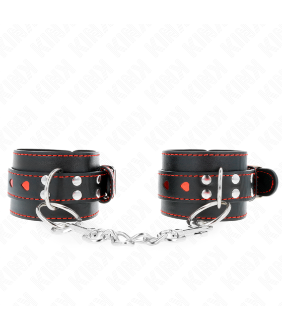 KINK - POLSO NERO CON INTARSIO CUORE ROSSO REGOLABILE 21-28 CM X 5,5 CM