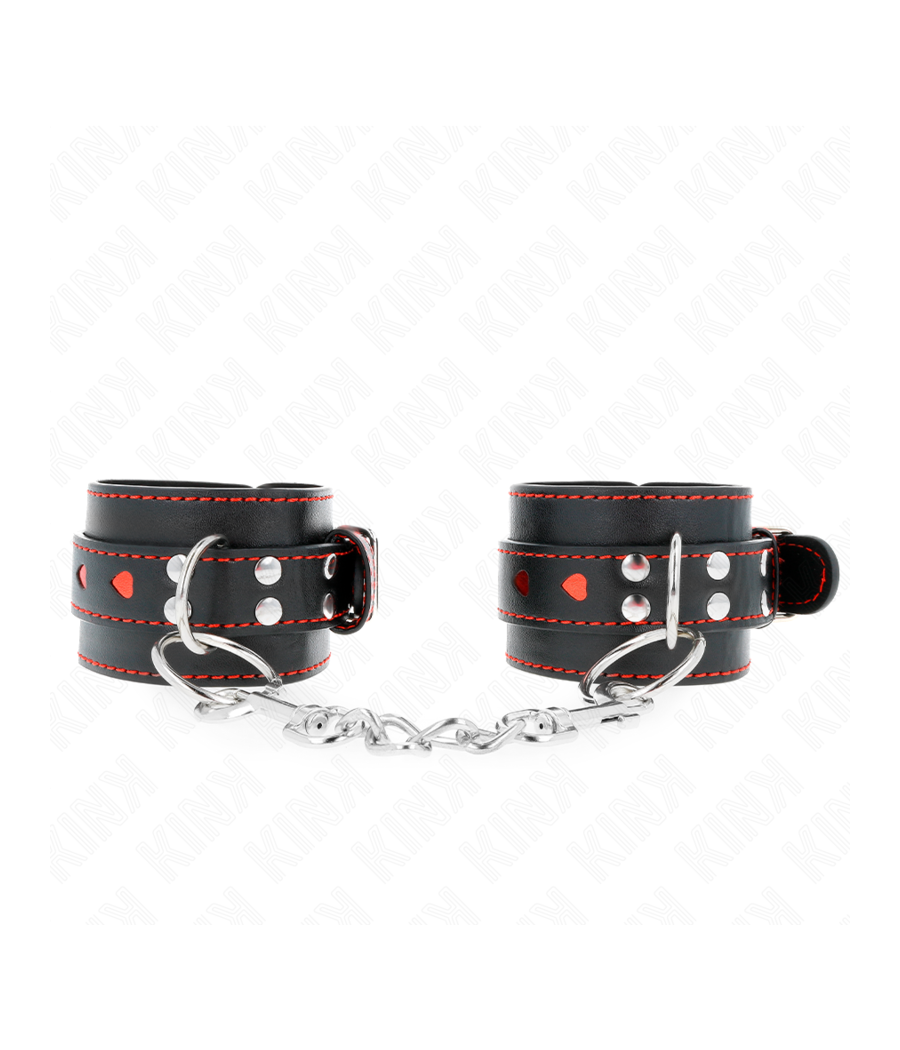 KINK - POLSO NERO CON INTARSIO CUORE ROSSO REGOLABILE 21-28 CM X 5,5 CM