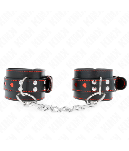 KINK - POLSO NERO CON INTARSIO CUORE ROSSO REGOLABILE 21-28 CM X 5,5 CM