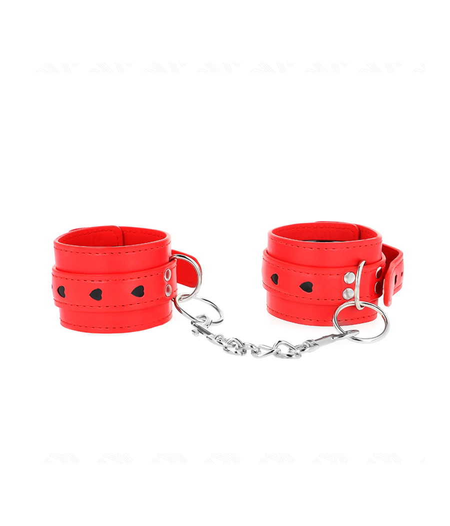 KINK - POLSO ROSSO CON INTARSIO A CUORE NERO REGOLABILE 21-28 CM X 5,5 CM