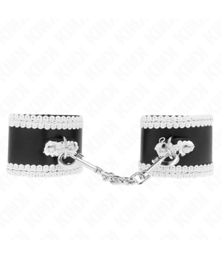 KINK - POLSO NERO CON PIZZO DECORATO BIANCO REGOLABILE 20-23 CM X 5,5 CM