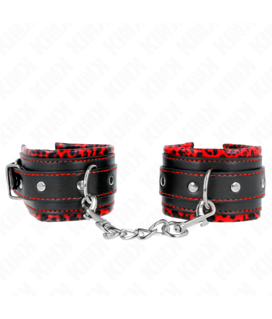 KINK - POGGIPOLSI IMBOTTITI IN PELLICCIA ROSSO/NERO REGOLABILE 17-29 CM X 6 CM