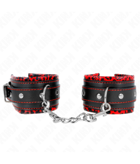 KINK - POGGIPOLSI IMBOTTITI IN PELLICCIA ROSSO/NERO REGOLABILE 17-29 CM X 6 CM