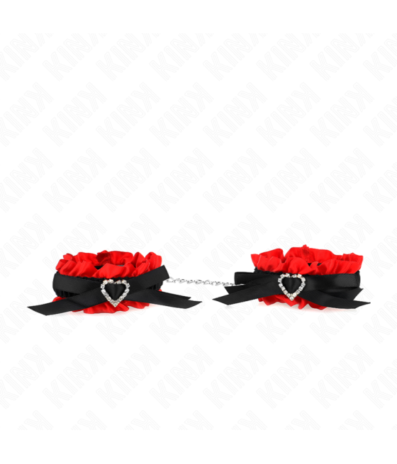 KINK - POLSO ELASTICO IN PIZZO DETTAGLI CUORE ROSSO REGOLABILE 22-35 CM