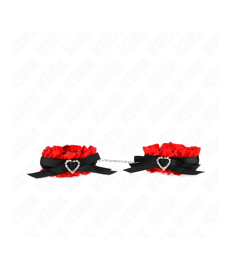 KINK - POLSO ELASTICO IN PIZZO DETTAGLI CUORE ROSSO REGOLABILE 22-35 CM