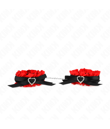 KINK - POLSO ELASTICO IN PIZZO DETTAGLI CUORE ROSSO REGOLABILE 22-35 CM