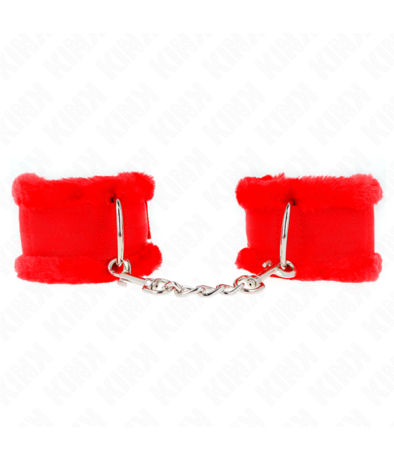 KINK - POGGIPOLSO FODERATO IN PELLICCIA ROSSO REGOLABILE 17-31 CM X 7 CM