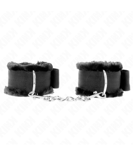 KINK - POGGIPOLSI FODERATI IN PELLICCIA NERI REGOLABILI 17-31 CM X 7 CM