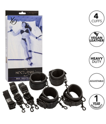 CALEXOTICS - NOCTURNAL CINGHIE PER LETTO IN PELLE REGOLABILI NERE