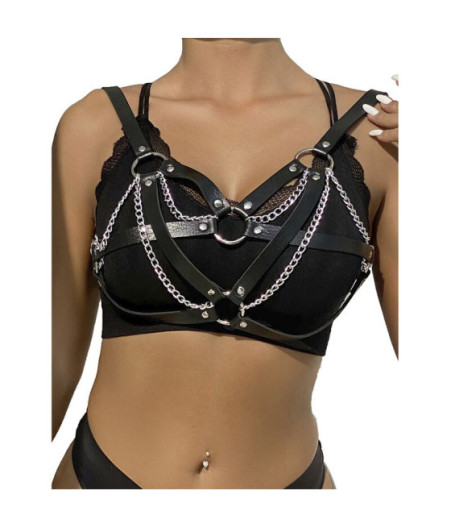SUBBLIME - 953713 CINTURA PUNK BONDAGE FIBBIA METALLO NERA TAGLIA UNICA