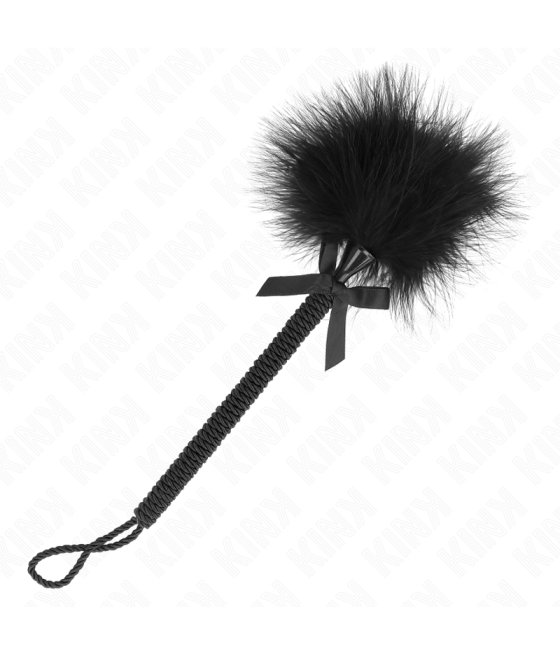 KINK - BACCHETTA IN CORDA DI NYLON CON PIUME TICKLE E FIOCCO NERO 25 CM