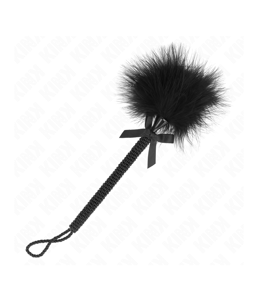 KINK - BACCHETTA IN CORDA DI NYLON CON PIUME TICKLE E FIOCCO NERO 25 CM